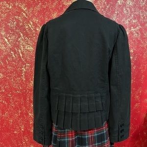 JUICY COUTURE Black Back Ruffles Cropped Dark Academia Peter Pan Collar Jacket